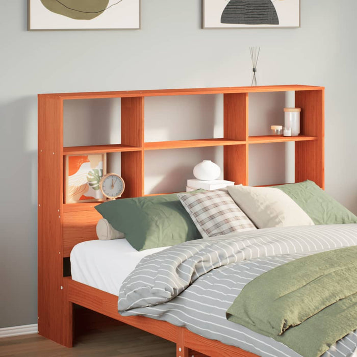 Testiera con Scomparti Marrone Cera 150 cm in Legno di Pino