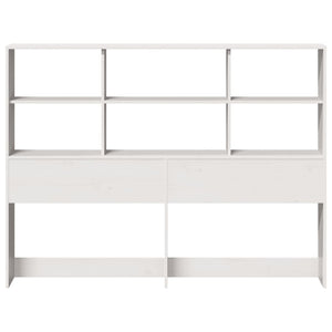 Testiera con Ripiani Bianca 120 cm in Legno Massello di Pino 855667