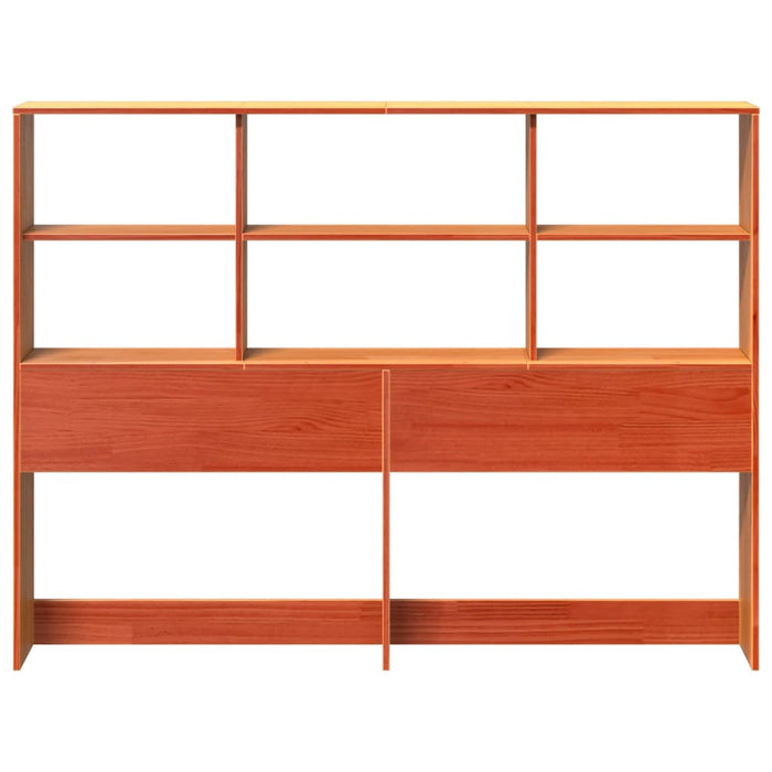 Testiera con Ripiani Marrone Cera 120 cm in Legno di Pino 855668