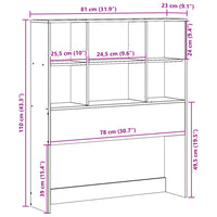 vidaXL Testiera con Ripiani Marrone Cera 75 cm in Legno di Pino