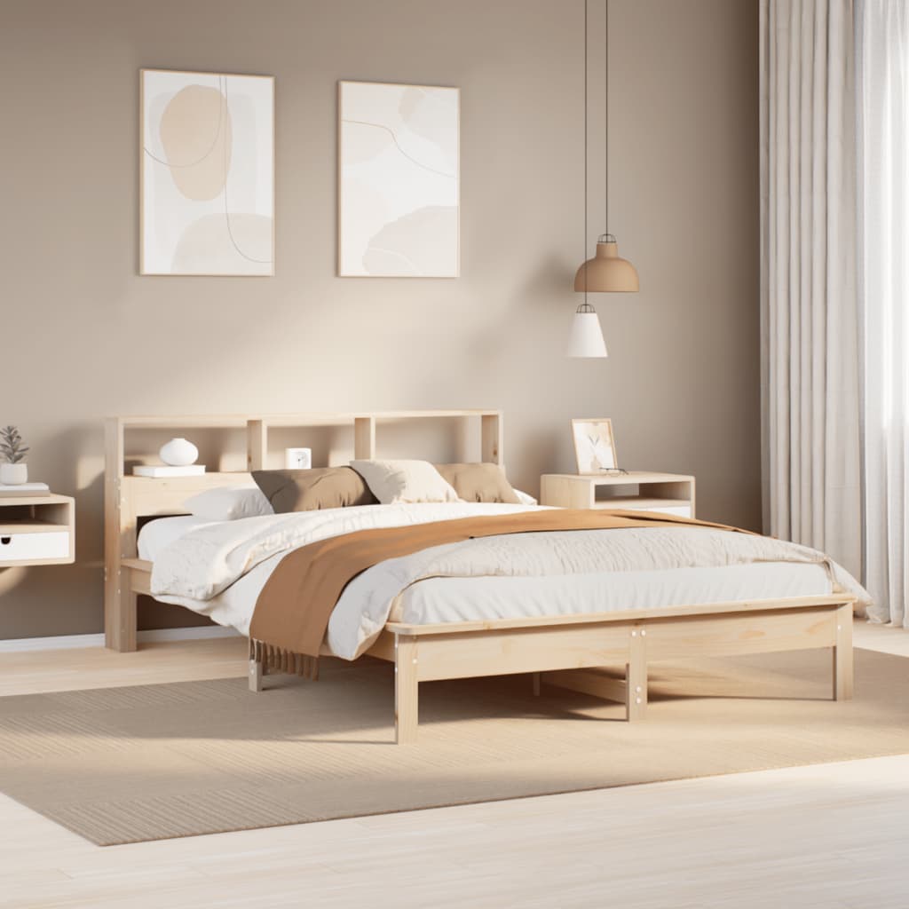 Letto Libreria senza Materasso 120x200cm Legno Massello di Pino 855714