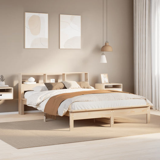 Letto Libreria senza Materasso-Struttura Letto con contenitore 120x200cm Legno Massello di Pino 388085
