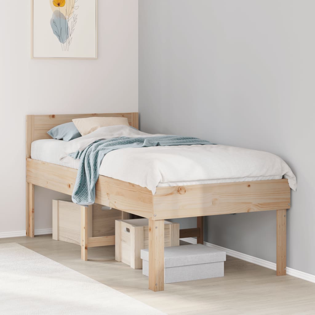 Letto senza Materasso 75x190 cm in Legno Massello Pino 855744