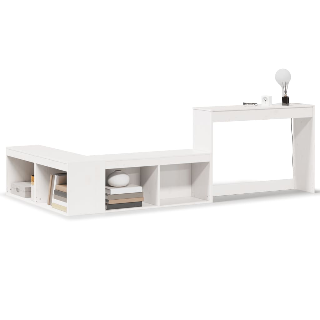 vidaXL Comodino con Scrivania Bianco 232x122x75 cm in Legno di Pino