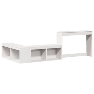 Comodino con Scrivania-Tavolino da notte Bianco 232x122x75 cm Legno Massello di Pino