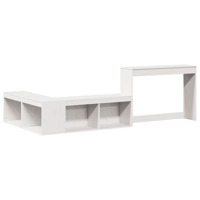 Comodino con Scrivania-Tavolino da notte Bianco 232x122x75 cm Legno Massello di Pino