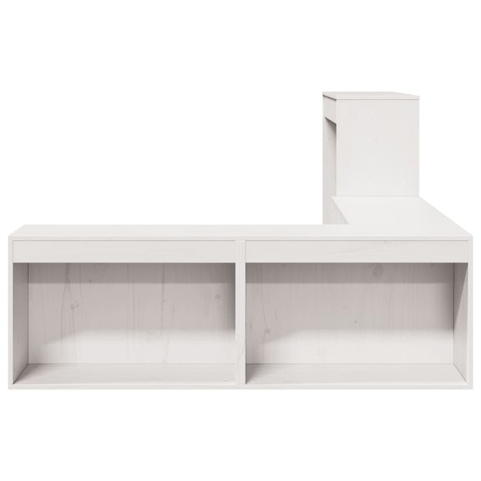 Comodino con Scrivania-Tavolino da notte Bianco 232x122x75 cm Legno Massello di Pino
