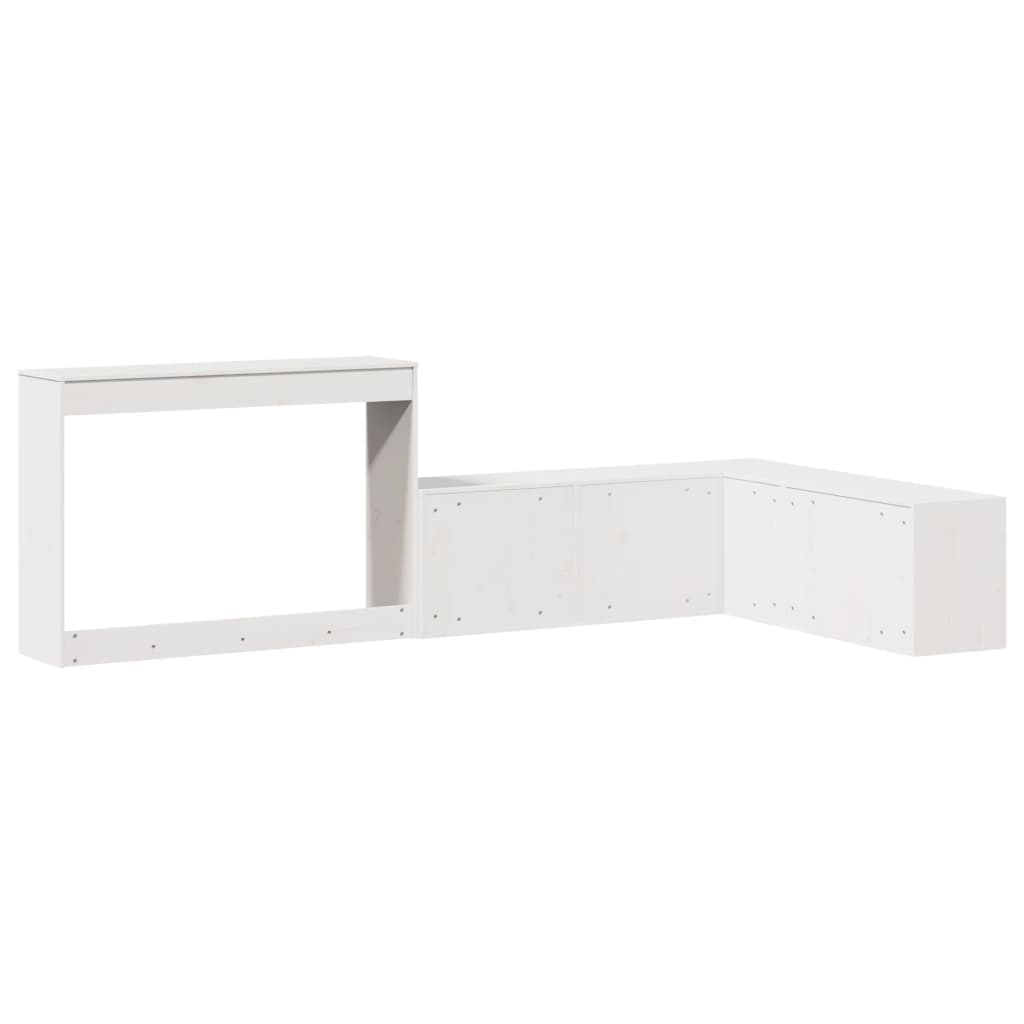 Comodino con Scrivania-Tavolino da notte Bianco 232x122x75 cm Legno Massello di Pino