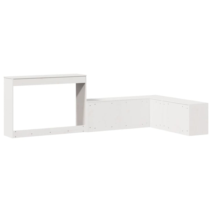 Comodino con Scrivania-Tavolino da notte Bianco 232x122x75 cm Legno Massello di Pino