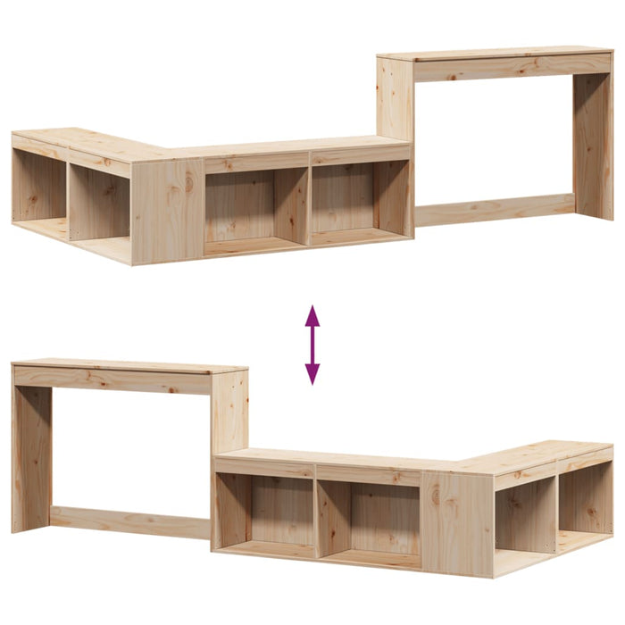 Comodino con Scrivania 222x107x75 cm in Legno Massello di Pino 855756