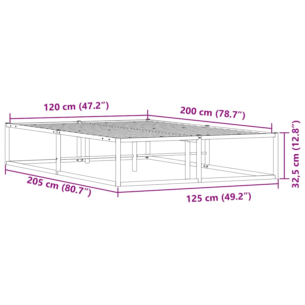 Giroletto senza Materasso-Struttura Letto Bianco 120x200 cm in Metallo