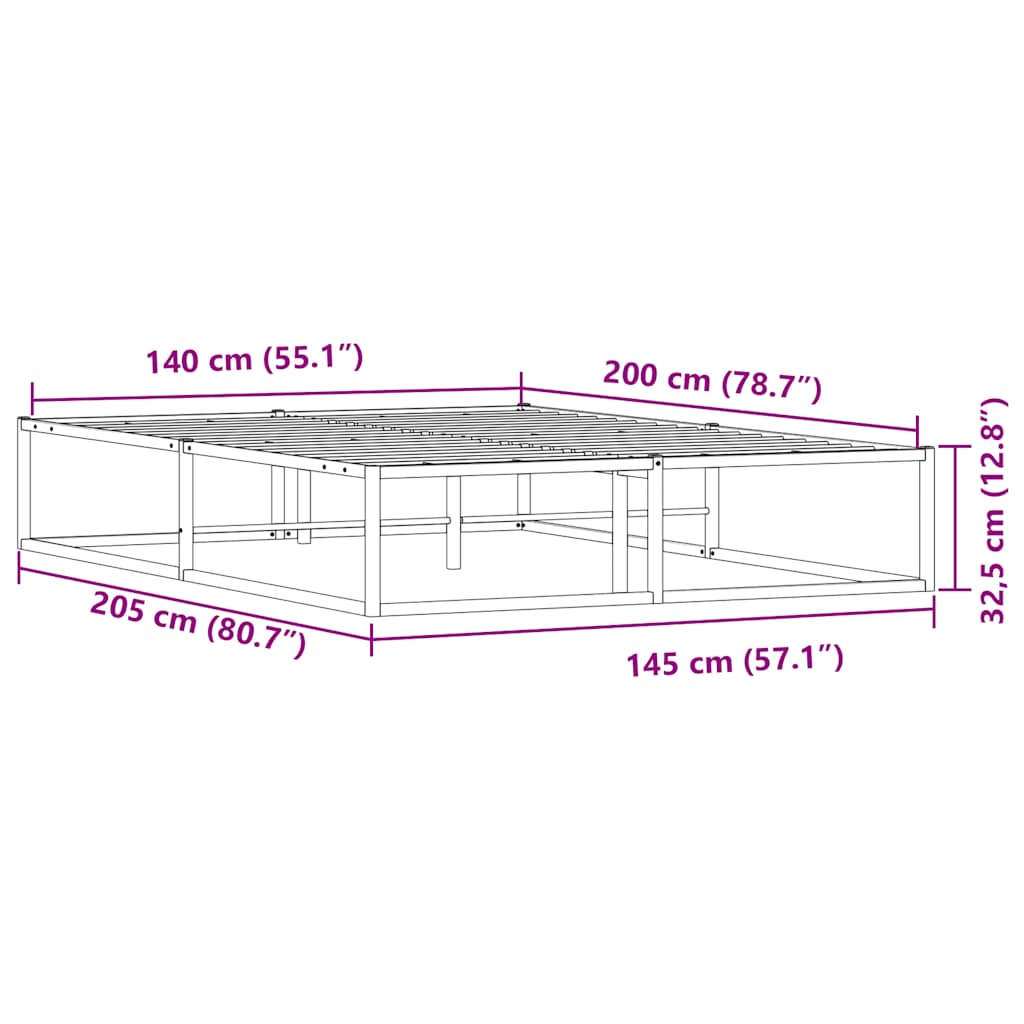 Giroletto senza Materasso-Struttura Letto Bianco 140x200 cm in Metallo