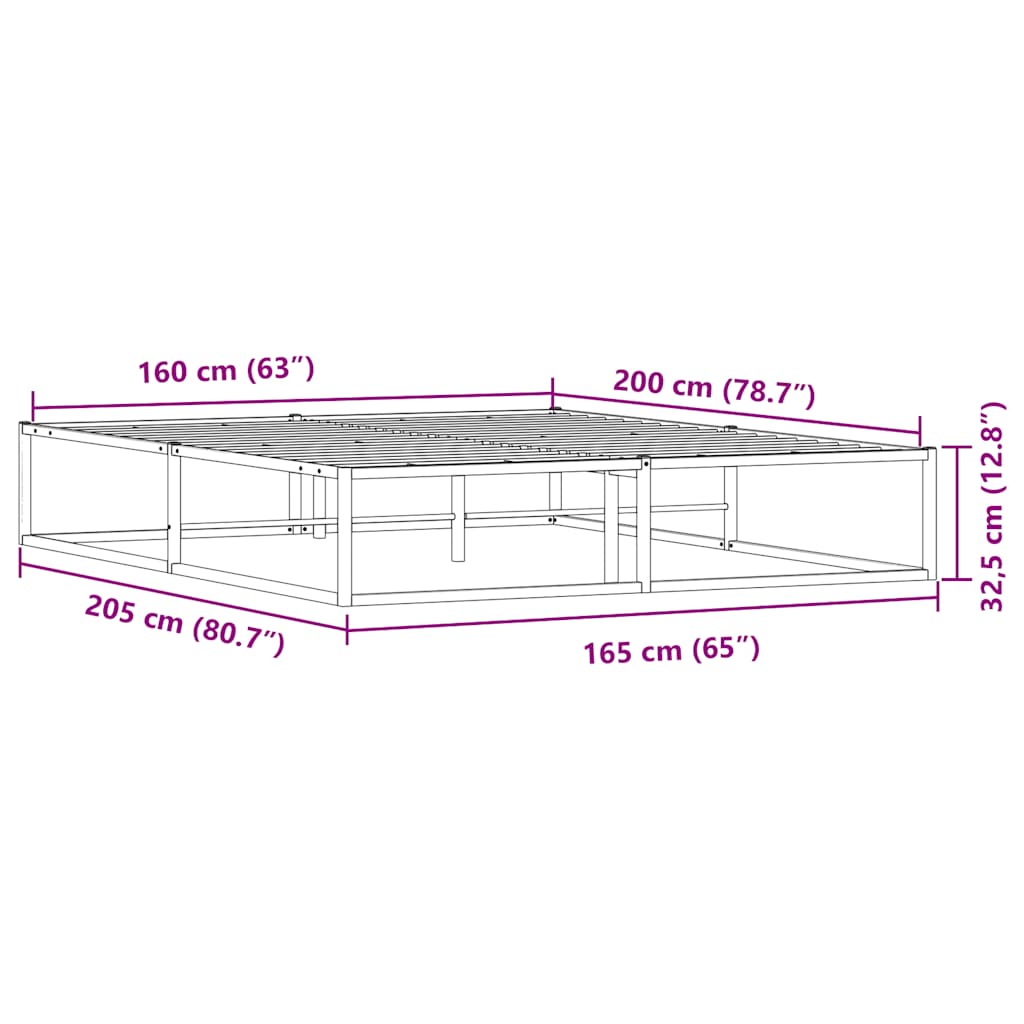 Giroletto senza Materasso Bianco 160x200 cm Metallo