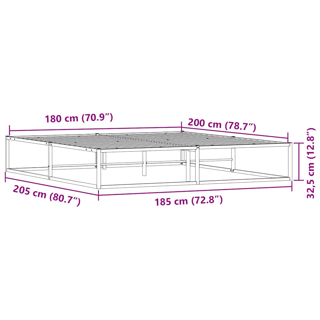 Giroletto senza Materasso-Struttura Letto Bianco 180x200 cm Metallo