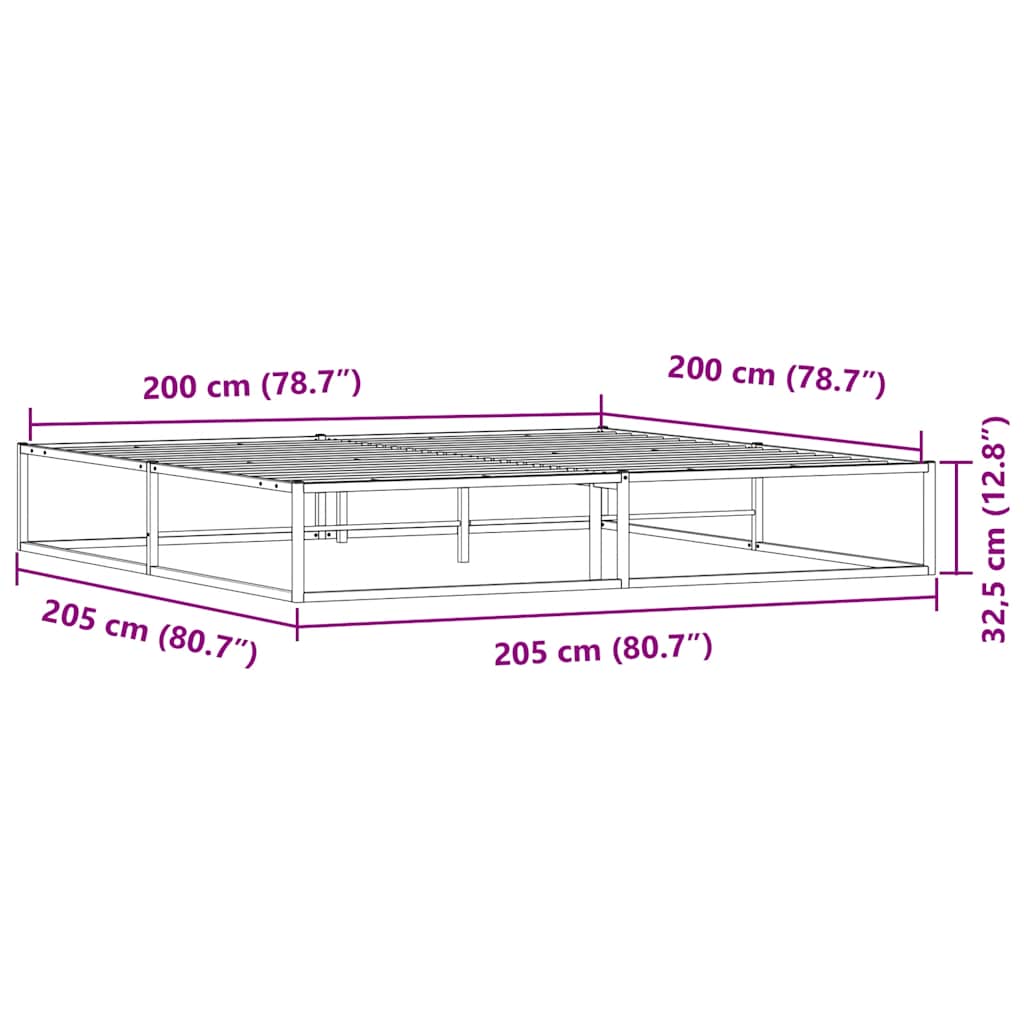 Giroletto senza Materasso-Struttura Letto Bianco 200x200 cm Metallo