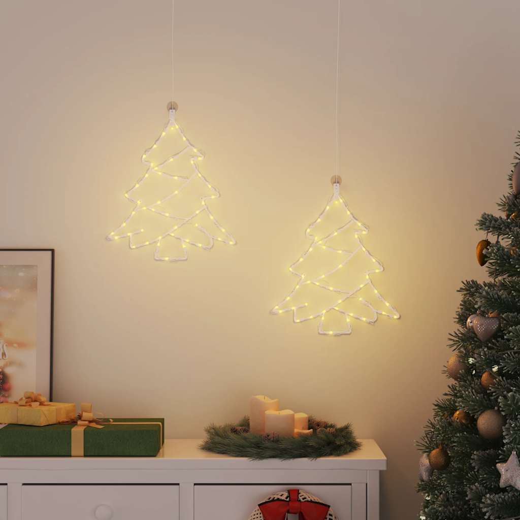 vidaXL Luci di Natale Albero di Silhouette 2 pz 50 LED Bianco Caldo