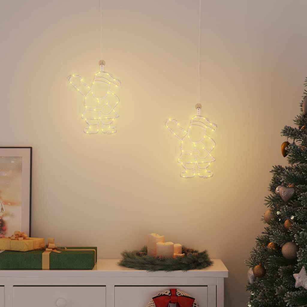 Luci di Natale Babbo Natale 2 pz 35 LED-Luci decorative natalizie Bianco Caldo