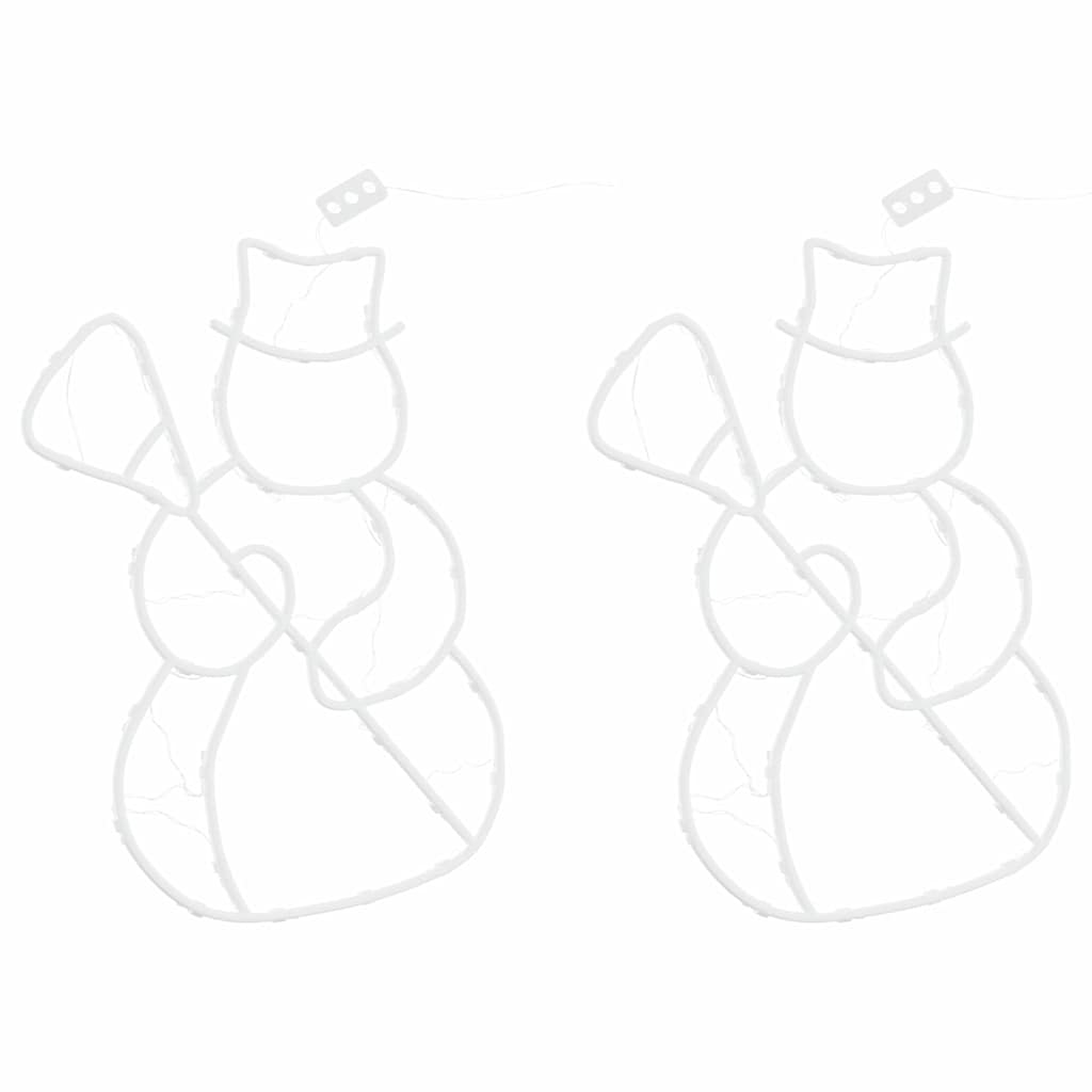 Luci di Natale Pupazzo Neve Silhouette 2 pz 35 LED Bianco Caldo