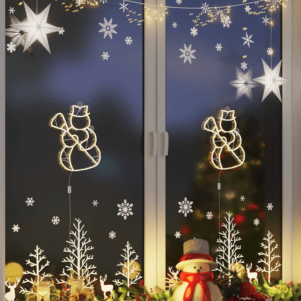 Luci di Natale Pupazzo Neve Silhouette 2 pz 35 LED Bianco Caldo