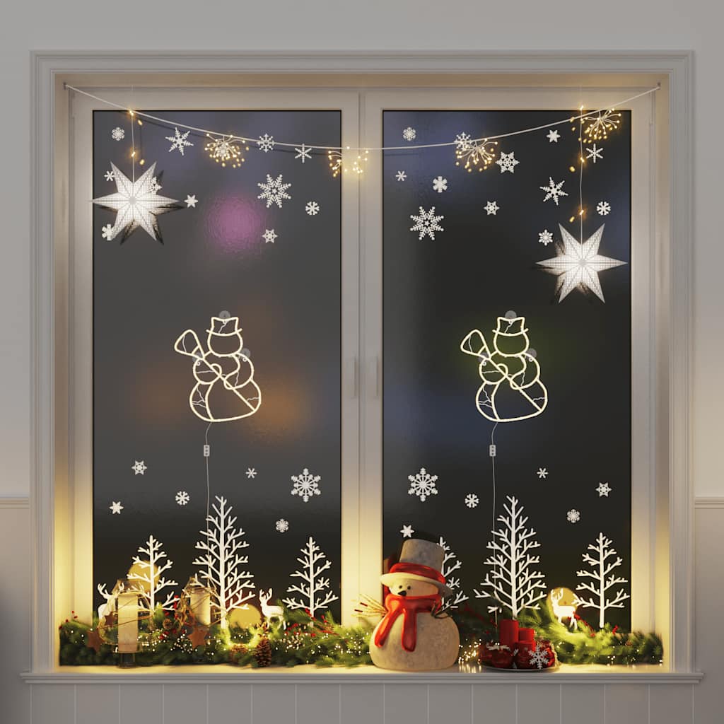 Luci di Natale Pupazzo Neve Silhouette 2 pz 35 LED Bianco Caldo