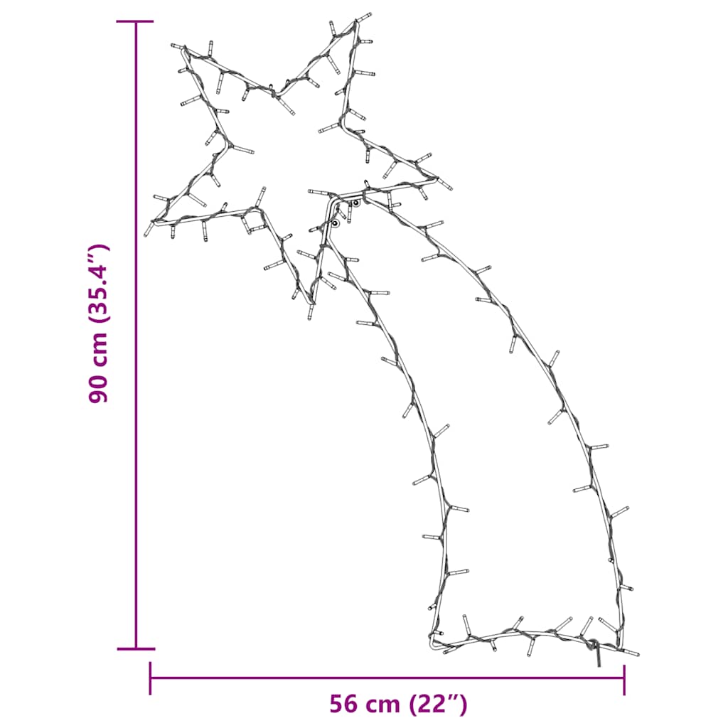 vidaXL Luci di Natale Stella Cadente Silhouette 115 LED Bianco Caldo