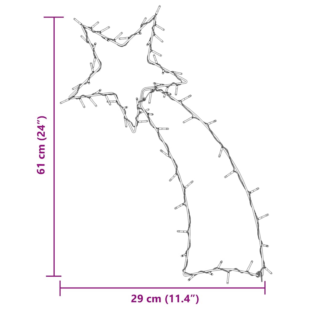 vidaXL Luci di Natale Stella Cadente Silhouette 80 LED Bianco Caldo