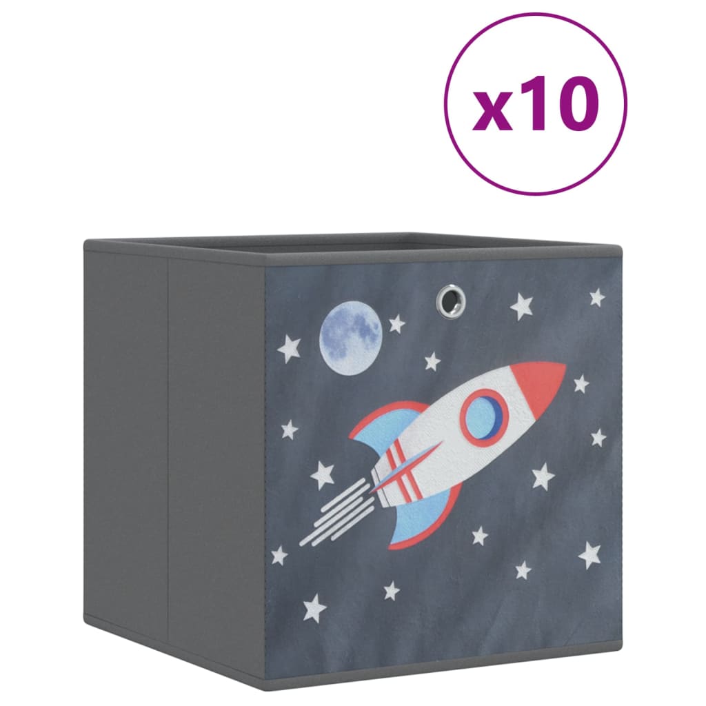 Scatole Portaoggetti 10pz Grigio 32x32x32cm Tessuto non Tessuto 4018988