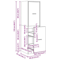 vidaXL Armadietto da Farmacia Legno Vecchio 30x41x118 cm in Truciolato