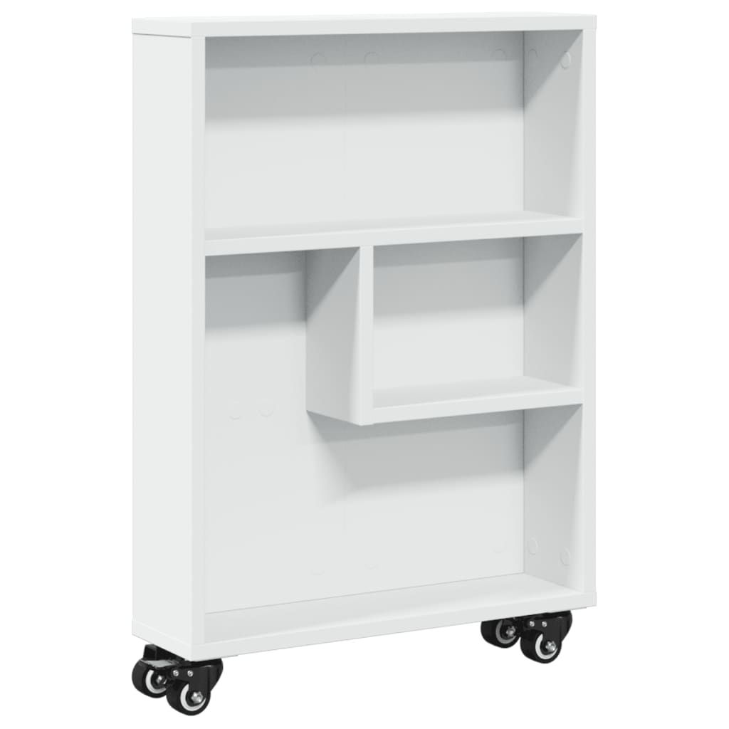 Carrello Portaoggetti Stretto Bianco 48x13x68 cm in Truciolato 855223