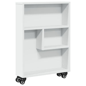Carrello Portaoggetti Stretto Bianco 48x13x68 cm in Truciolato 855223