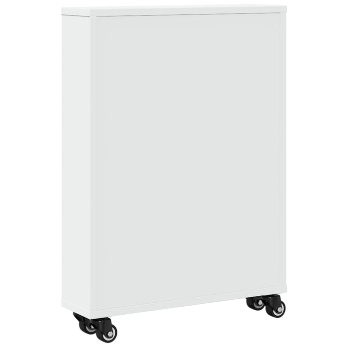 vidaXL Carrello Portaoggetti Stretto Bianco 48x13x68 cm in Truciolato