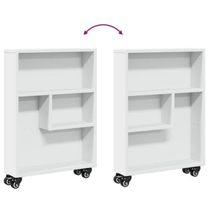 Carrello Portaoggetti Stretto Bianco 48x13x68 cm in Truciolato 855223
