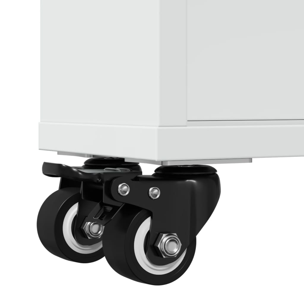 vidaXL Carrello Portaoggetti Stretto Bianco 48x13x68 cm in Truciolato