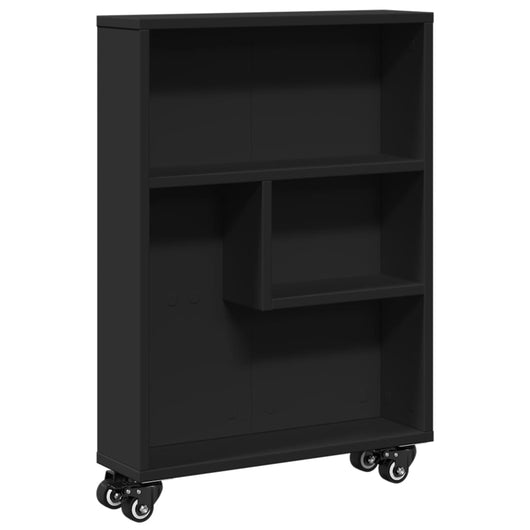 Carrello Portaoggetti Stretto Nero 48x13x68 cm in Truciolato 855224
