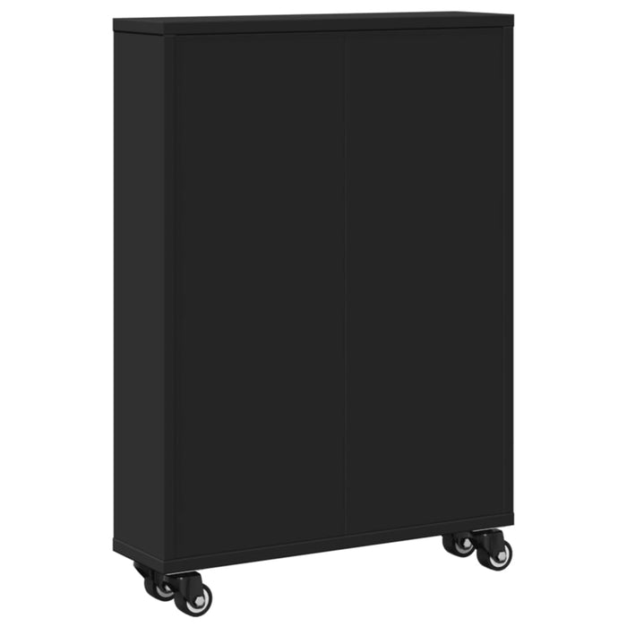 Carrello Portaoggetti Stretto Nero 48x13x68 cm in Truciolato 855224