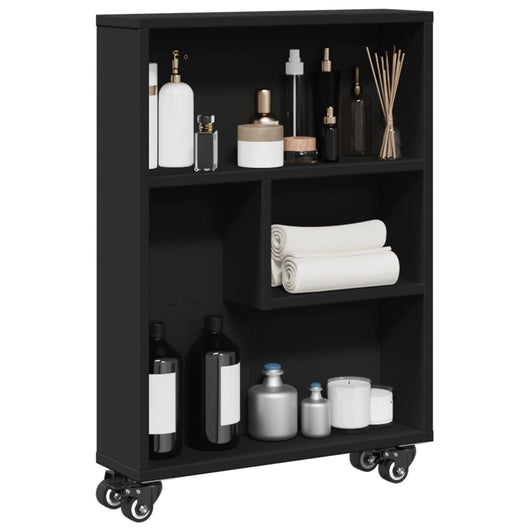 Carrello Portaoggetti Stretto Nero 48x13x68 cm in Truciolato 855224