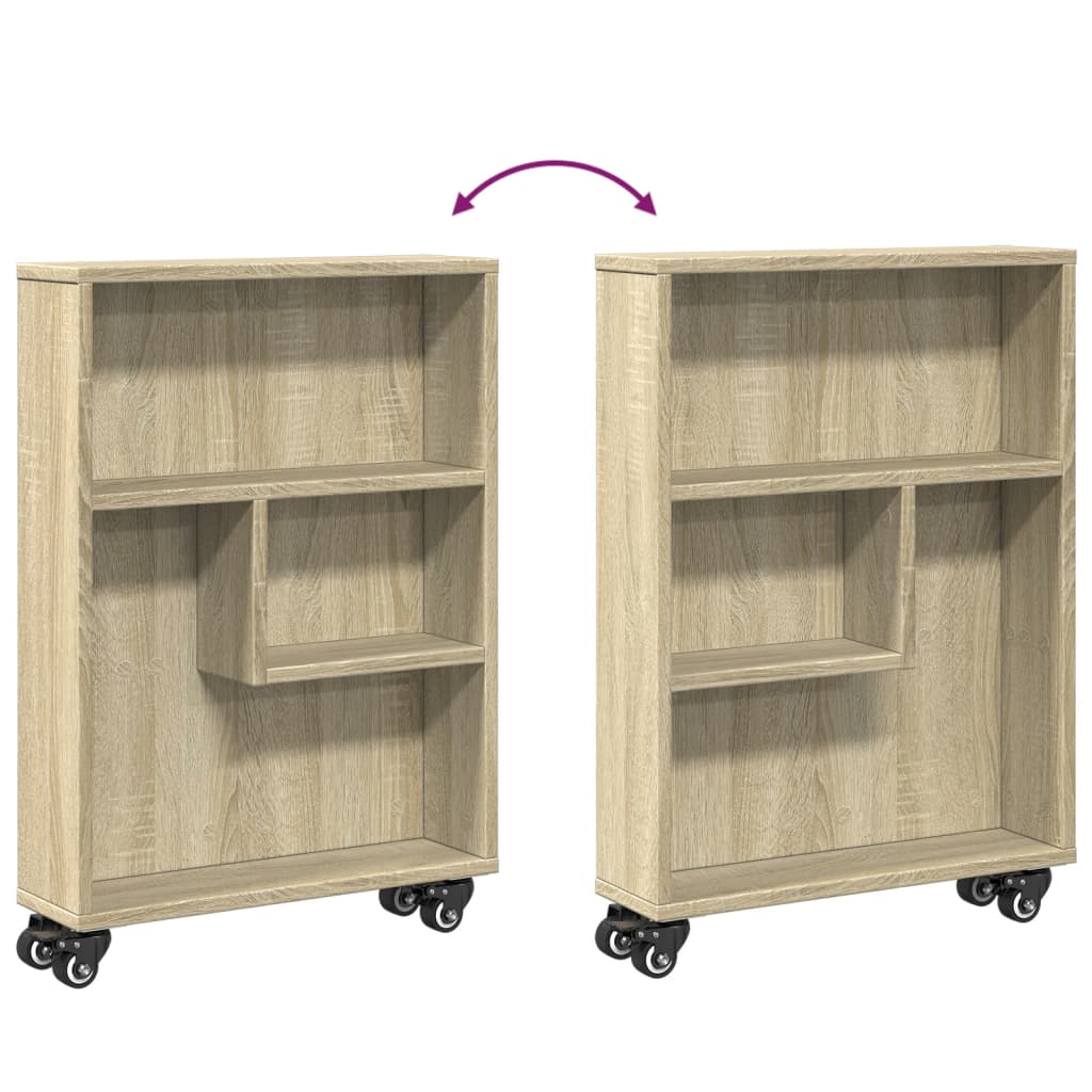 Carrello portaoggetti stretto in rovere Sonoma 48x13x68 cm in legno ingegnerizzato 855225