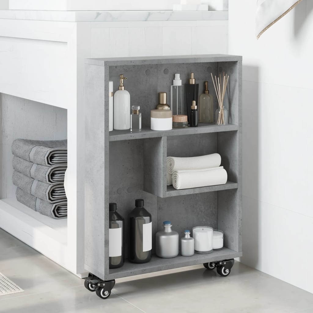 Carrello Stretto Grigio Cemento 48x13x68 cm in Truciolato 855226