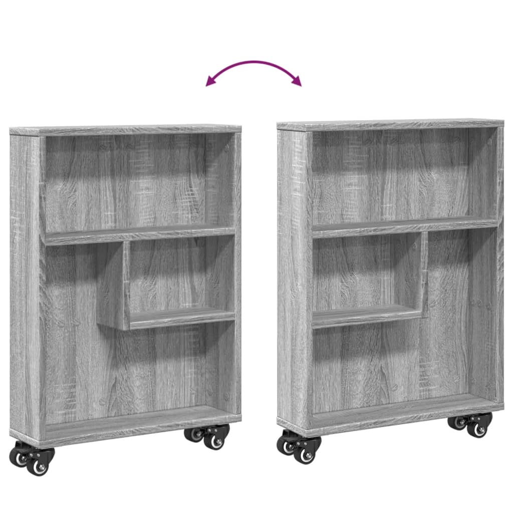 vidaXL Carrello Stretto Grigio Sonoma 48x13x68 cm in Truciolato