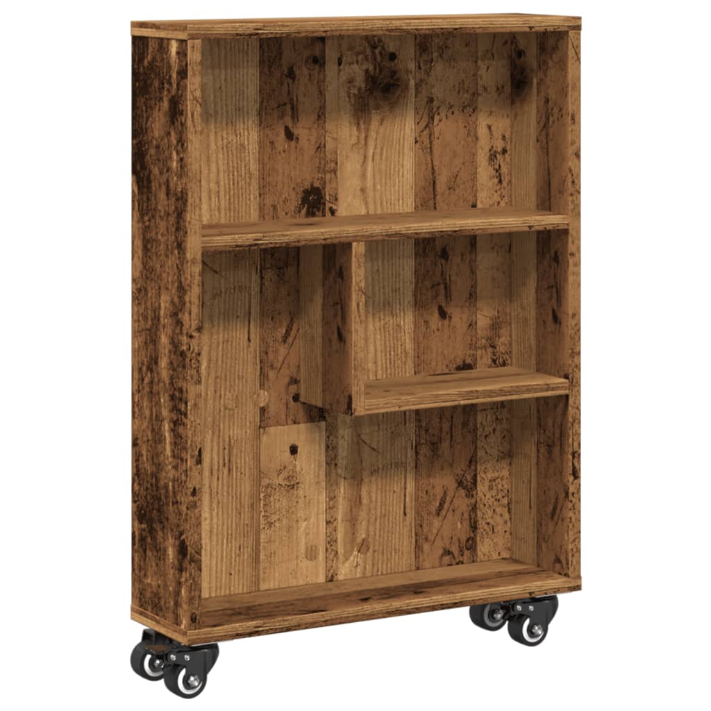 Carrello Stretto Legno Vecchio 48x13x68 cm in Truciolato 855230