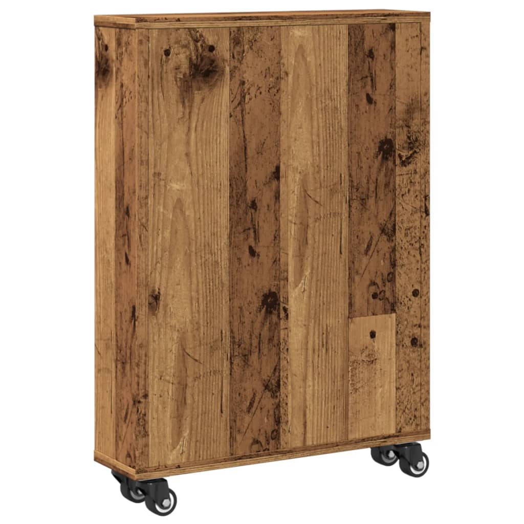 Carrello Stretto Legno Vecchio 48x13x68 cm in Truciolato 855230