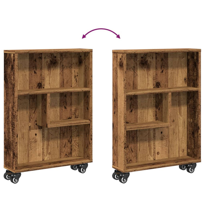 Carrello Stretto Legno Vecchio 48x13x68 cm in Truciolato 855230