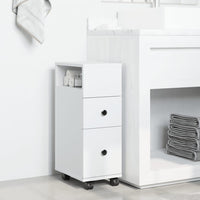 Mobile da Bagno Stretto con Ruote Bianco in Truciolato 855232