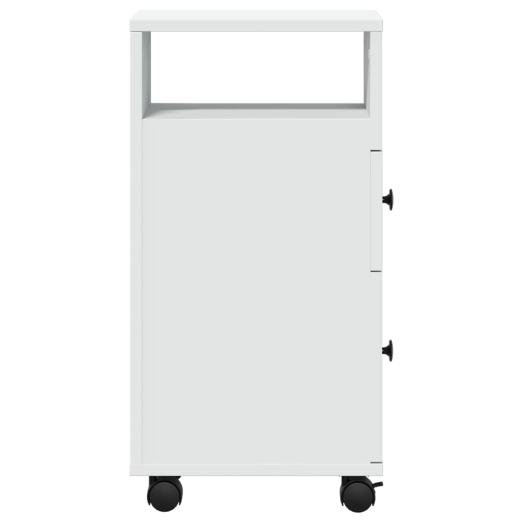 Mobile da Bagno Stretto con Ruote Bianco in Truciolato 855232