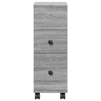 Mobile da Bagno Stretto con Ruote Grigio Sonoma in Truciolato 855237