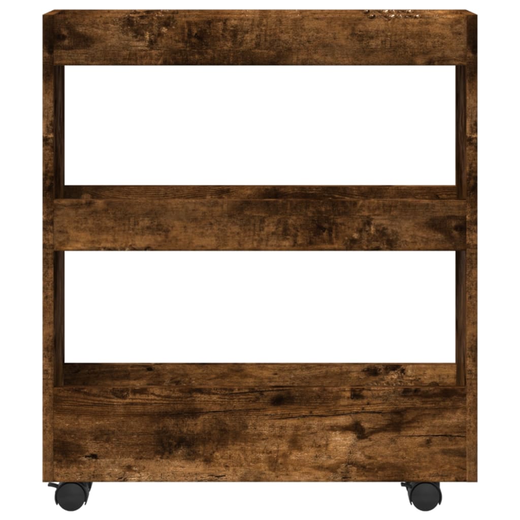 Carrello Stretto a 3 Livelli Rovere Fumo in Truciolato 855245