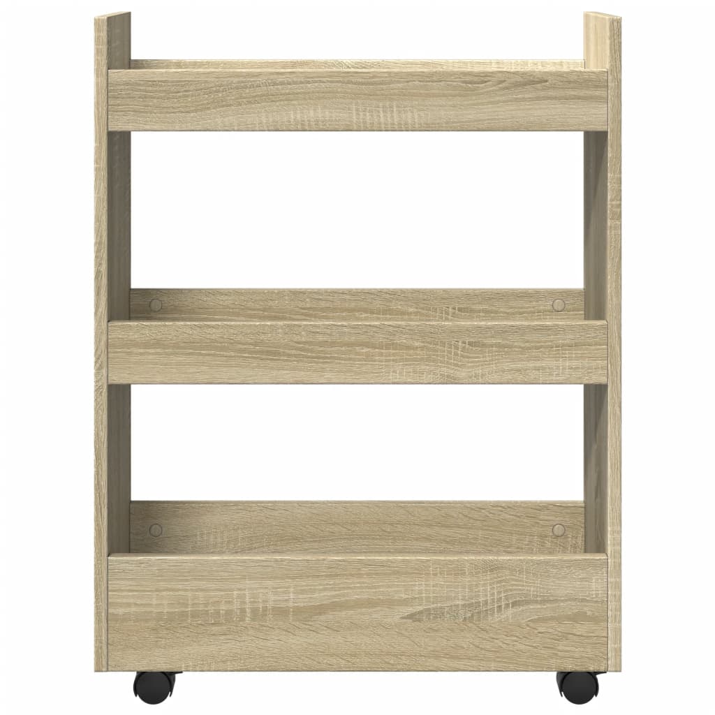 Carrello Stretto a 3 Livelli Rovere Sonoma in Truciolato 855252