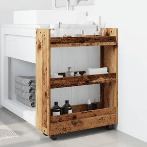 vidaXL Carrello Stretto a 3 Livelli Legno Antico in Truciolato