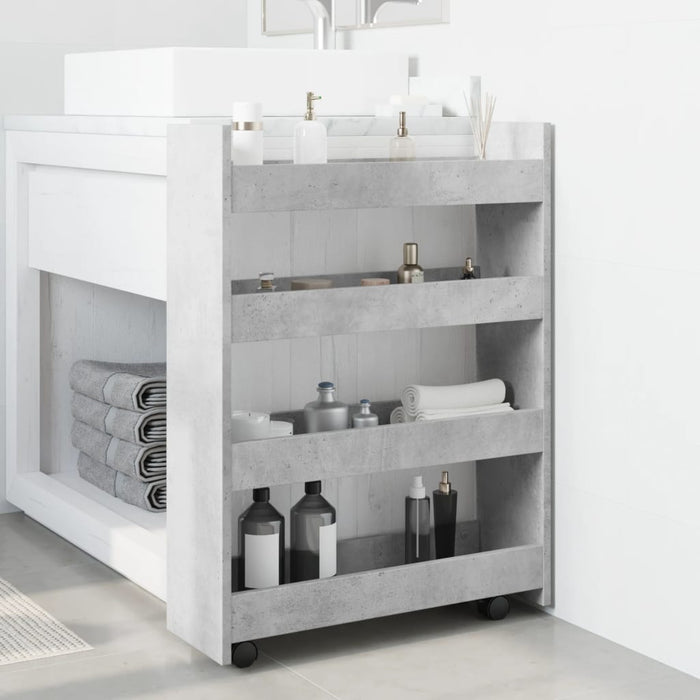 vidaXL Carrello Stretto a 4 Livelli Grigio Cemento in Truciolato