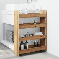 Carrello Stretto a 4 Livelli Rovere Artigianale in Truciolato